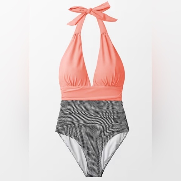 Cupshe Other - Cupshe Keeping You Accompanied Pink Stripe One Piece Swimsuit Sz Medium